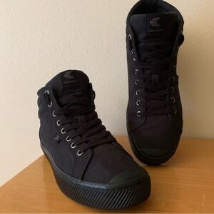 Cariuma High Top Canvas Sneaker Shoes Lace-Up All Black OCA Sustainably Made